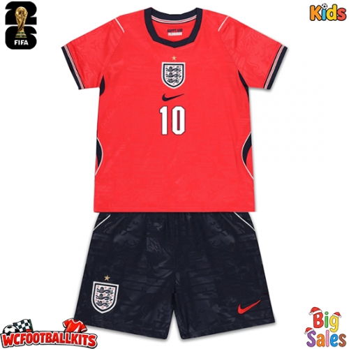 England Jude Bellingham #10 Replica Away Stadium Kit for Kids World Cup 2026 Short Sleeve (+ pants)